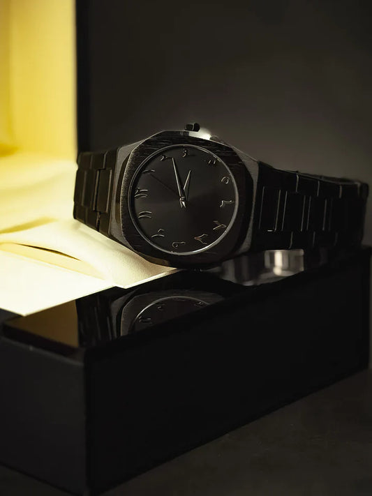 Tamaam™-Black Arabic Stainless Steel Aura Watch